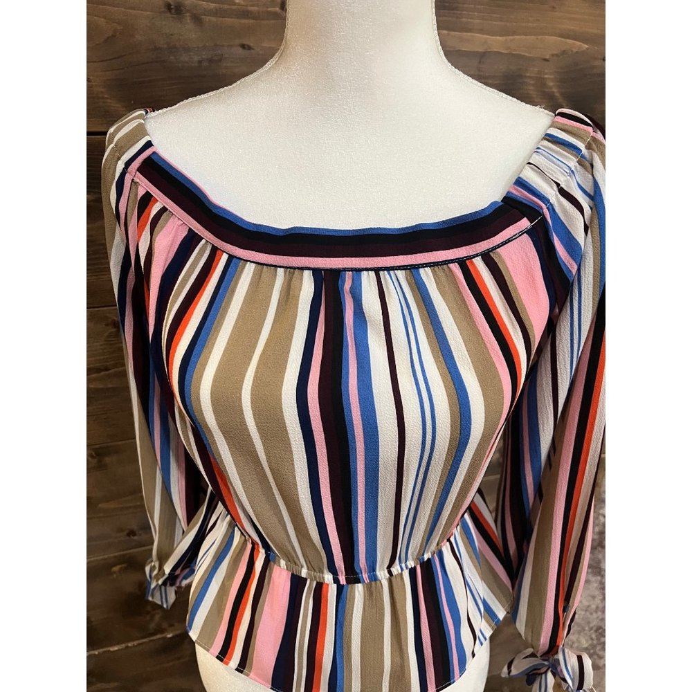 Women’s Lulus Multi-colored Striped‎ off the shoulder Blouse